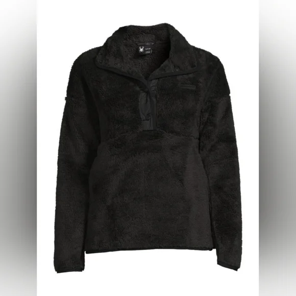 Spyder Cozy Faux Fur Pullover Jacket-Black-Size Large-NWT - Picture 3 of 11